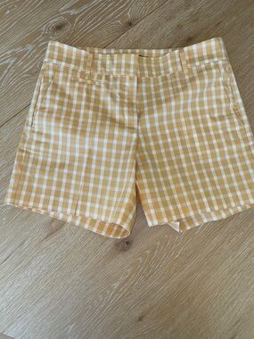 Ann Taylor Yellow and White Gingham Bermuda Shorts